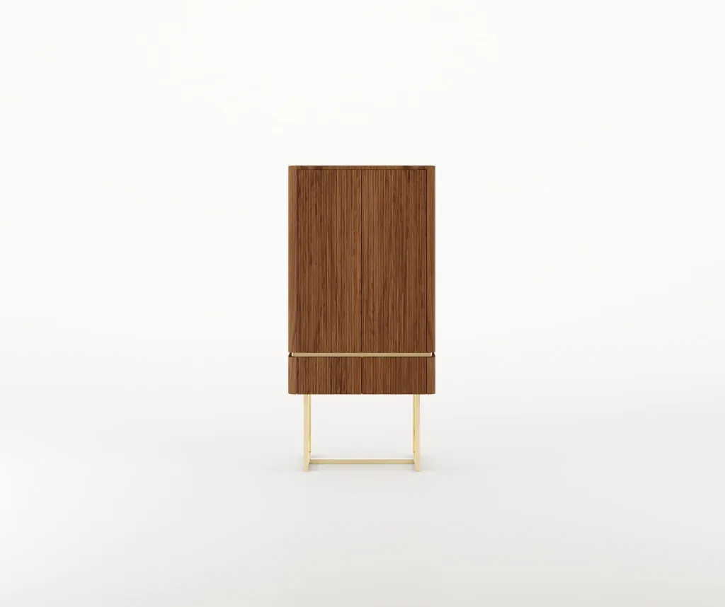[AF.13.21] Atlanta Bar Cabinet (Matte Walnut, Gold stainless steel)