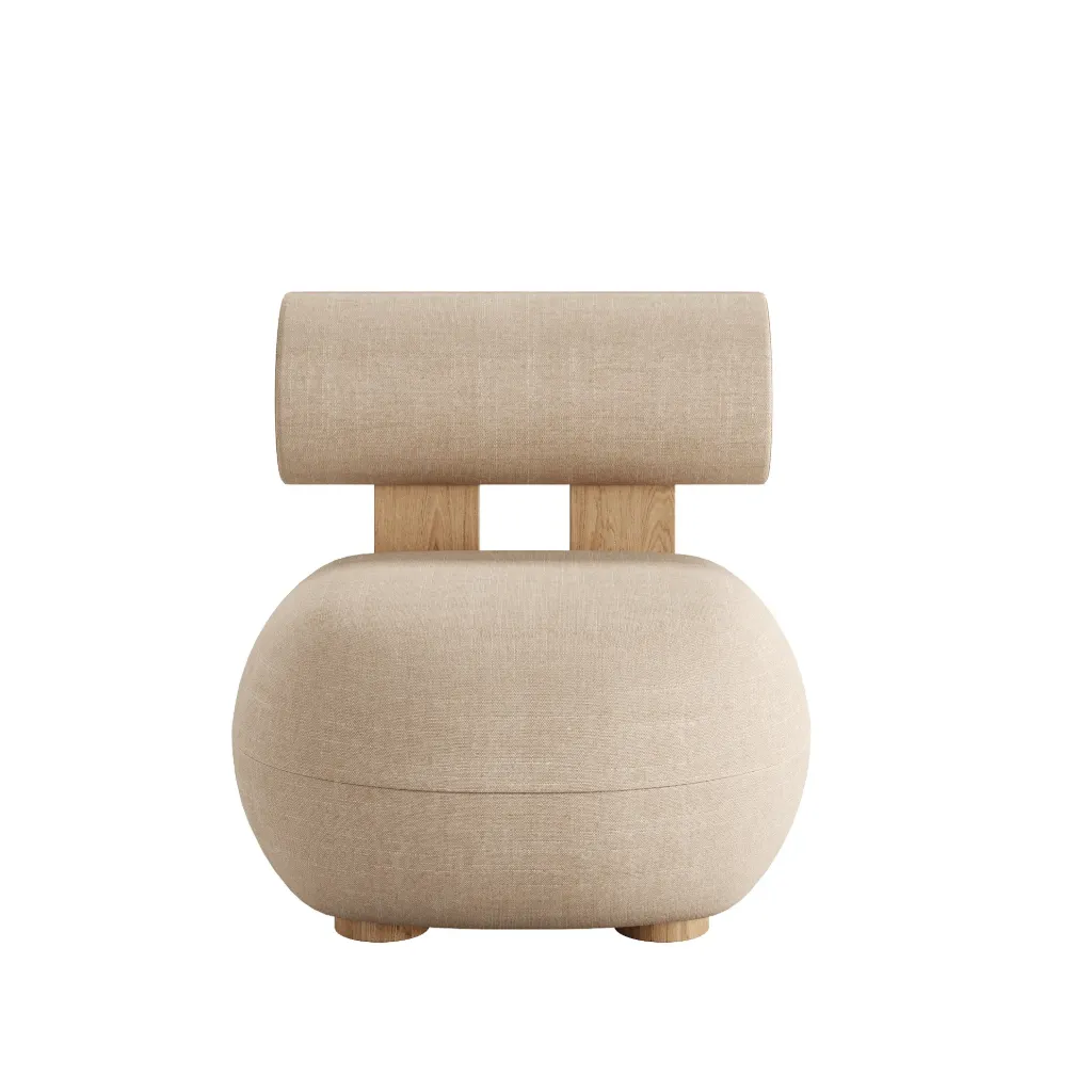 [AF.05.05.09] Happy Armchair (Matte Natural Oak, Cream Linen)