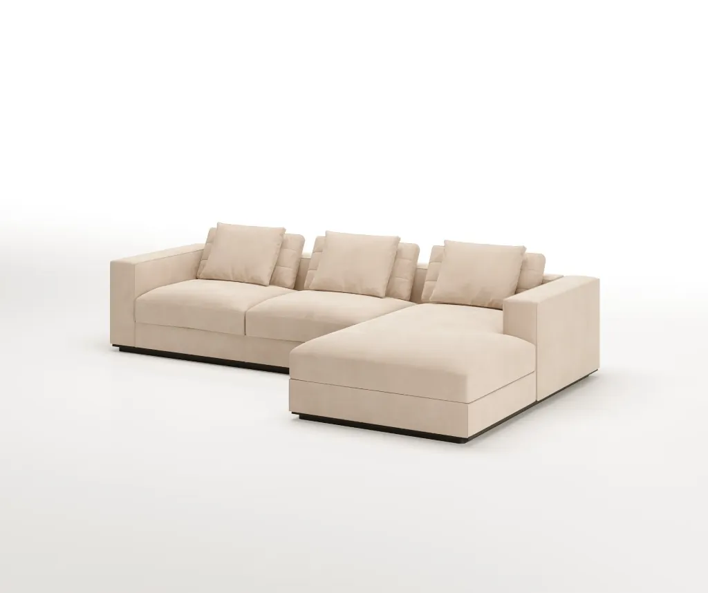 [AF.13.16] Portland Chaise Longue Sofa (Velvet Ivory)