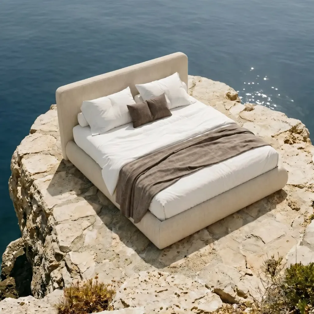 [AF.99.06.53] Cama City (L. 160 x C. 200 cm, Alinhado Cream)